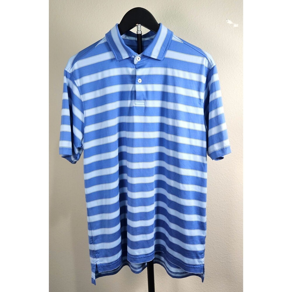 Fairway & Greene Polo Shirt Mens M Blue Striped Golf Performance USA 1928